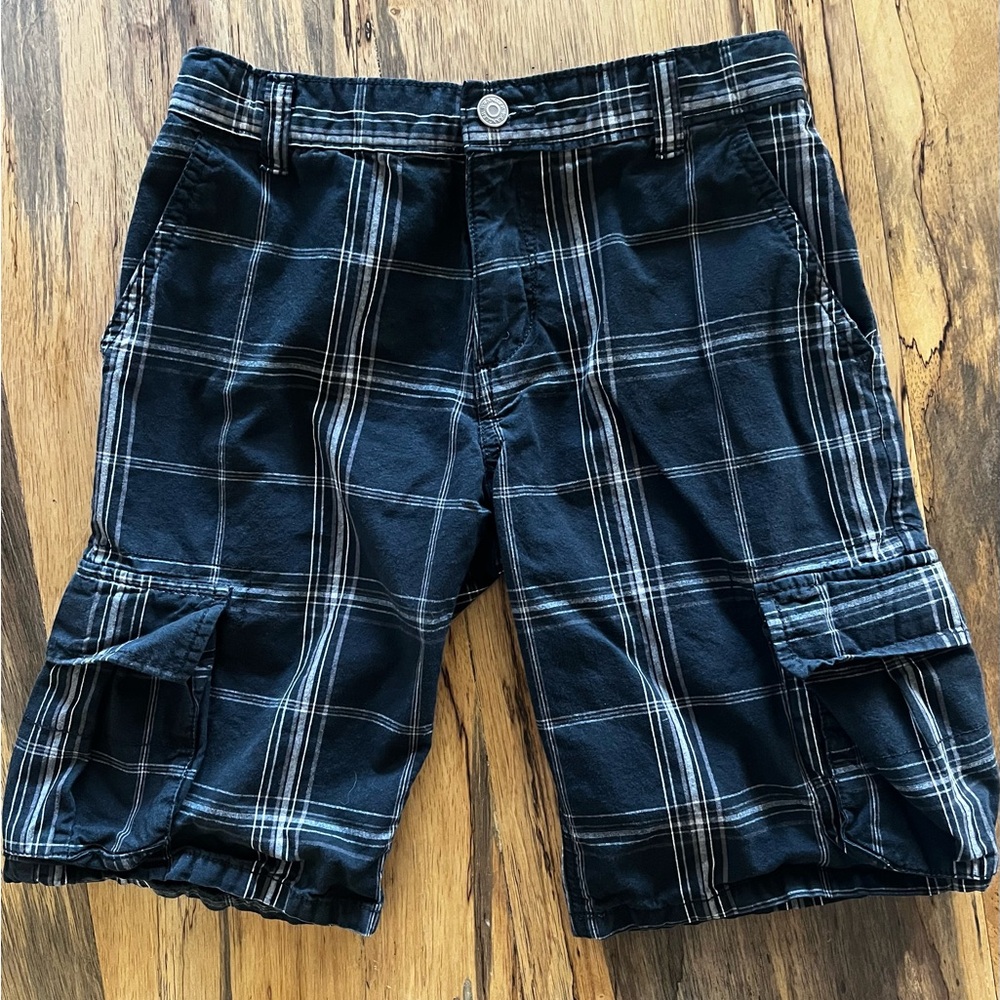 WRG Jeans Hero Originals Boys’ Black Plaid Cargo Shorts Size 12